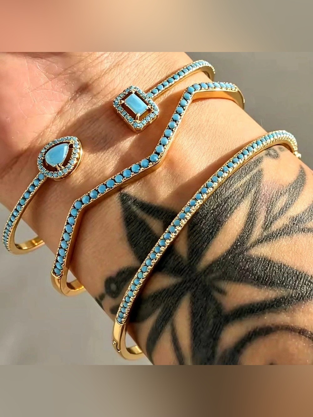 New Blue & Gold Beaded Bracelet Set